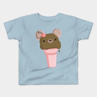 Chocolate Bear Ice Cream Cone Kids T-Shirt